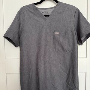 Fig's Three-Pocket Scrub Top, Men's, XS, Gray
